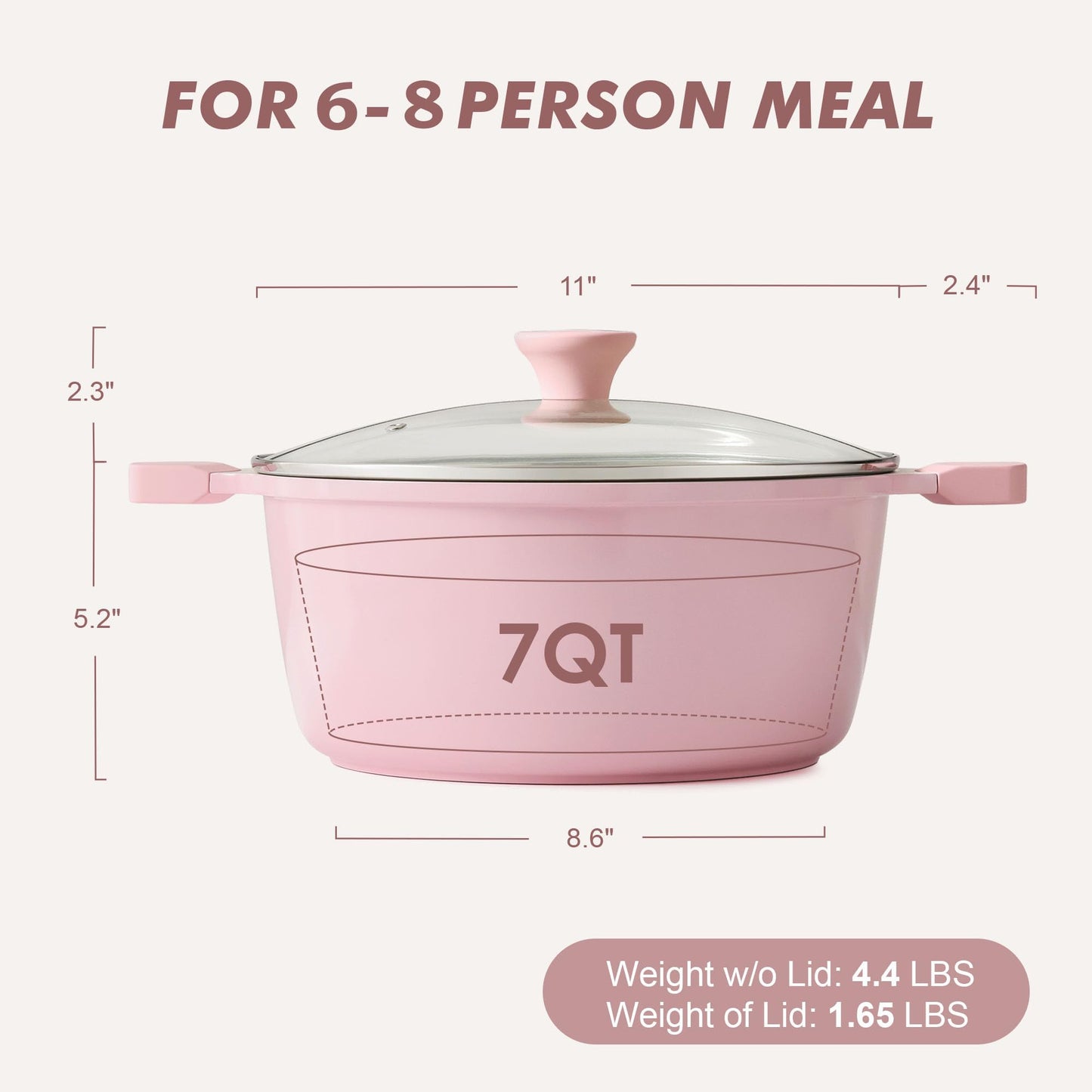 SENSARTE Nonstick Stock Pot with Lid, 7 Qt Induction Cooking Pot with Tempered Glass Lid, Stew Pot with Swiss Nonstick Granite Coating, Pasta Casserole, PFOA PFOS APEO Free, Gray