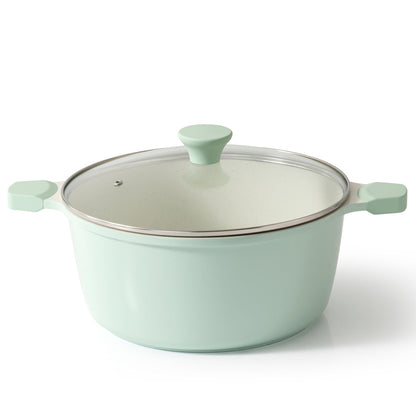 SENSARTE Nonstick Stock Pot with Lid, 7 Qt Induction Cooking Pot with Tempered Glass Lid, Stew Pot with Swiss Nonstick Granite Coating, Pasta Casserole, PFOA PFOS APEO Free, Gray