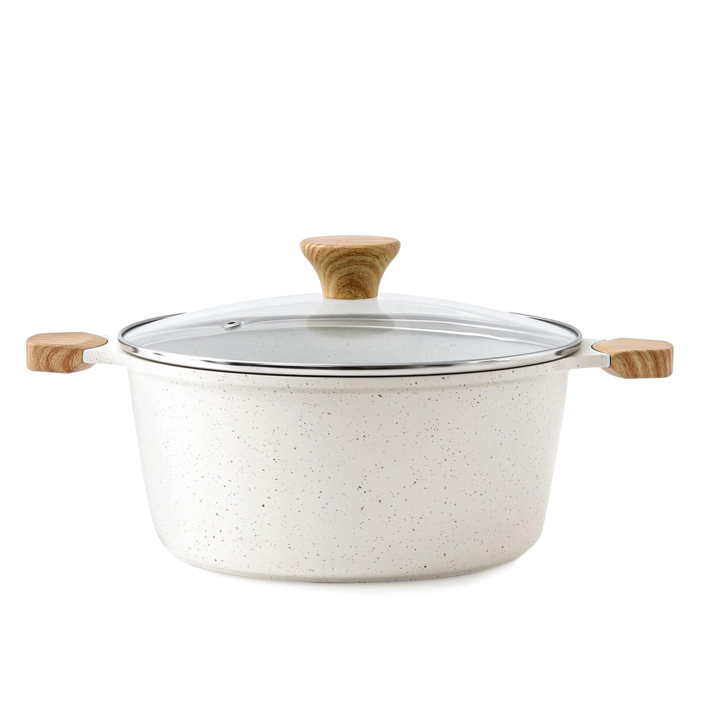 SENSARTE Nonstick Stock Pot with Lid, 7 Qt Induction Cooking Pot with Tempered Glass Lid, Stew Pot with Swiss Nonstick Granite Coating, Pasta Casserole, PFOA PFOS APEO Free, Gray