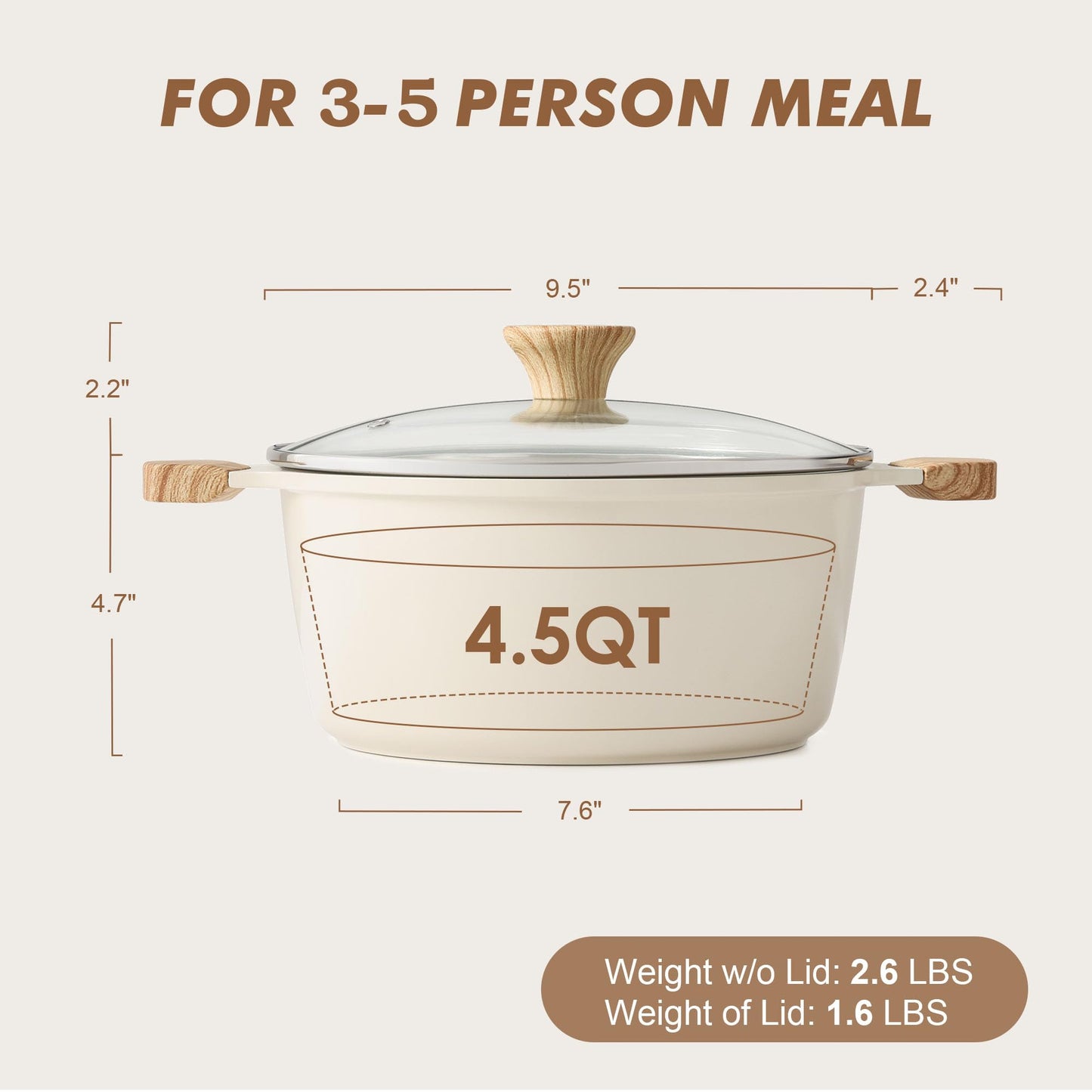SENSARTE Nonstick Stock Pot with Lid, 7 Qt Induction Cooking Pot with Tempered Glass Lid, Stew Pot with Swiss Nonstick Granite Coating, Pasta Casserole, PFOA PFOS APEO Free, Gray
