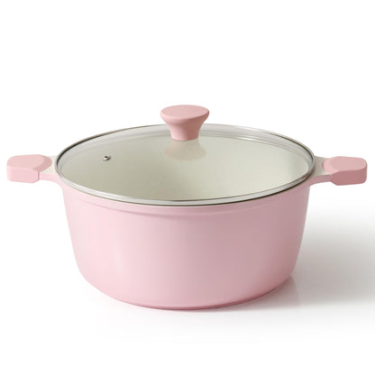 SENSARTE Nonstick Stock Pot with Lid, 7 Qt Induction Cooking Pot with Tempered Glass Lid, Stew Pot with Swiss Nonstick Granite Coating, Pasta Casserole, PFOA PFOS APEO Free, Gray