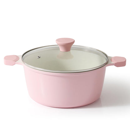 SENSARTE Nonstick Stock Pot with Lid, 7 Qt Induction Cooking Pot with Tempered Glass Lid, Stew Pot with Swiss Nonstick Granite Coating, Pasta Casserole, PFOA PFOS APEO Free, Gray