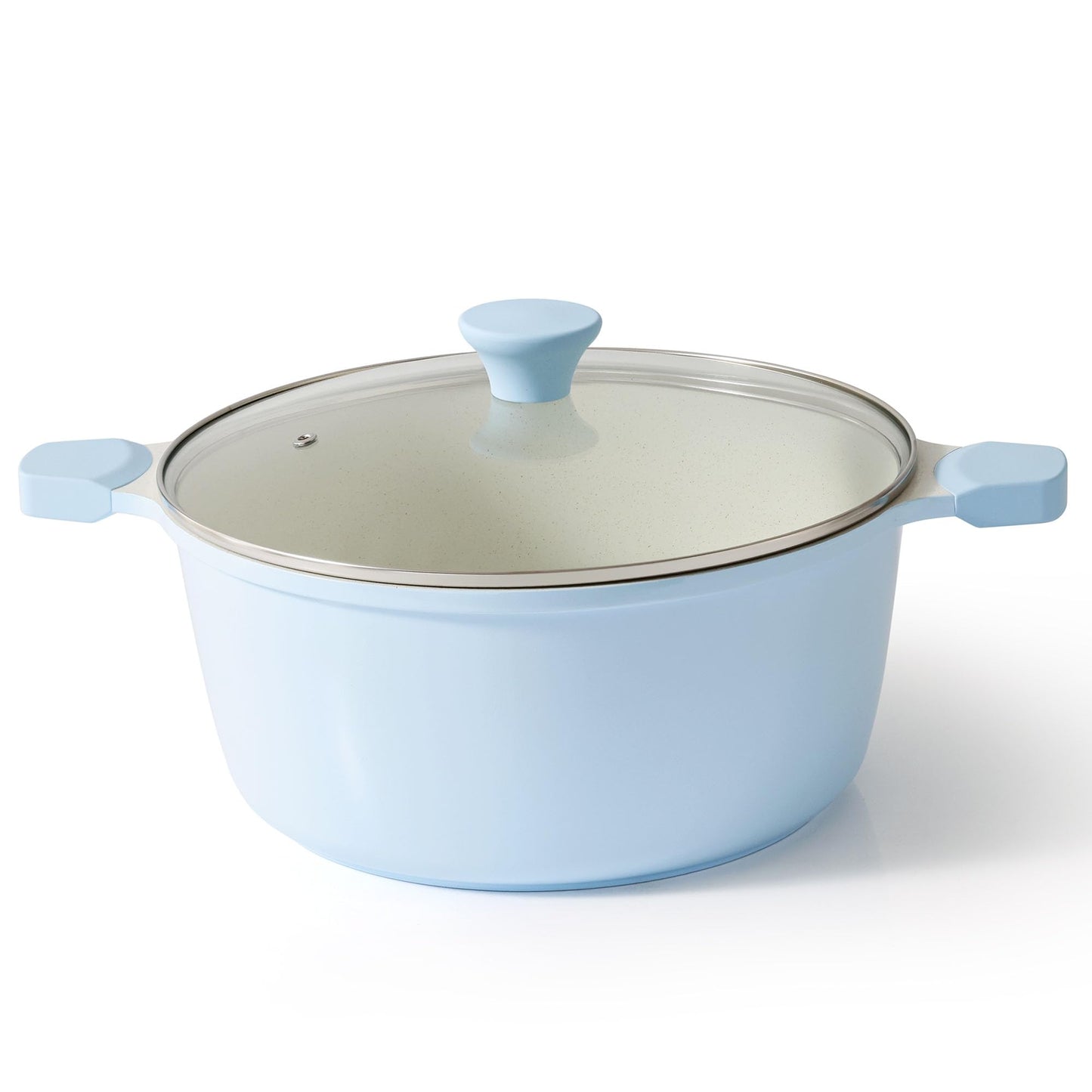 SENSARTE Nonstick Stock Pot with Lid, 7 Qt Induction Cooking Pot with Tempered Glass Lid, Stew Pot with Swiss Nonstick Granite Coating, Pasta Casserole, PFOA PFOS APEO Free, Gray