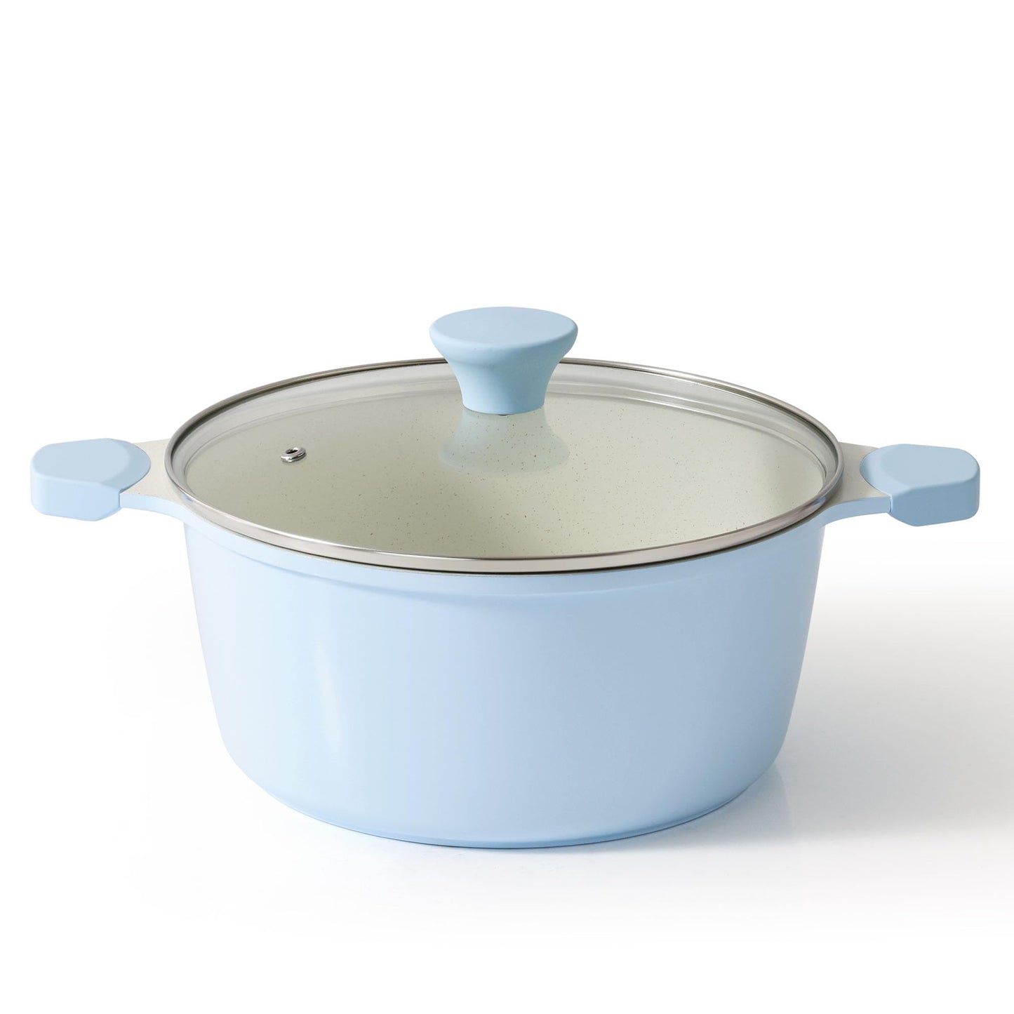 SENSARTE Nonstick Stock Pot with Lid, 7 Qt Induction Cooking Pot with Tempered Glass Lid, Stew Pot with Swiss Nonstick Granite Coating, Pasta Casserole, PFOA PFOS APEO Free, Gray