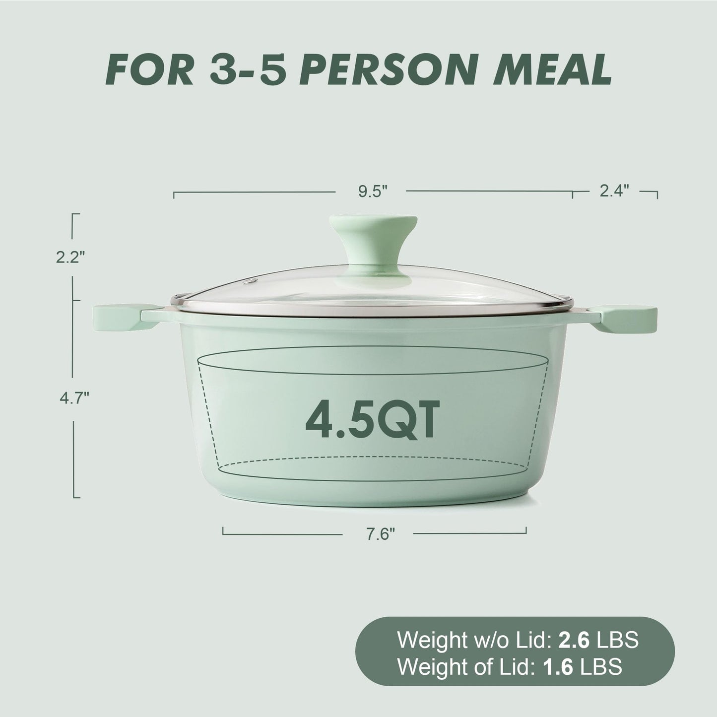 SENSARTE Nonstick Stock Pot with Lid, 7 Qt Induction Cooking Pot with Tempered Glass Lid, Stew Pot with Swiss Nonstick Granite Coating, Pasta Casserole, PFOA PFOS APEO Free, Gray