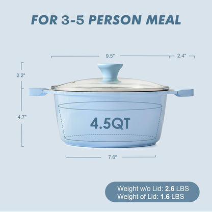 SENSARTE Nonstick Stock Pot with Lid, 7 Qt Induction Cooking Pot with Tempered Glass Lid, Stew Pot with Swiss Nonstick Granite Coating, Pasta Casserole, PFOA PFOS APEO Free, Gray