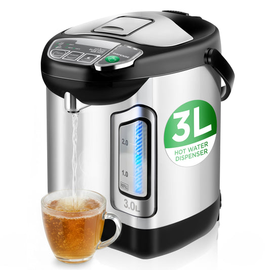 NutriChef Electric Water Boiler and Warmer - 4L/4.2Qt Stainless Steel Electric Hot Water Dispenser w/Rotating Base, Auto Shut Off, Safety Lock, Instant Heating for Coffee & Tea (NCHUB24)