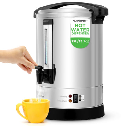 NutriChef Electric Water Boiler and Warmer - 4L/4.2Qt Stainless Steel Electric Hot Water Dispenser w/Rotating Base, Auto Shut Off, Safety Lock, Instant Heating for Coffee & Tea (NCHUB24)