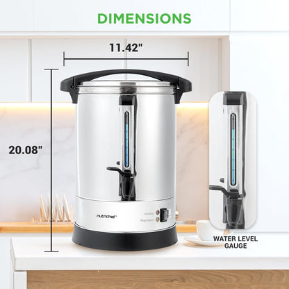 NutriChef Electric Water Boiler and Warmer - 4L/4.2Qt Stainless Steel Electric Hot Water Dispenser w/Rotating Base, Auto Shut Off, Safety Lock, Instant Heating for Coffee & Tea (NCHUB24)