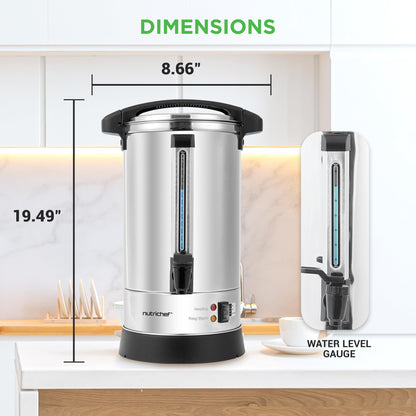 NutriChef Electric Water Boiler and Warmer - 4L/4.2Qt Stainless Steel Electric Hot Water Dispenser w/Rotating Base, Auto Shut Off, Safety Lock, Instant Heating for Coffee & Tea (NCHUB24)
