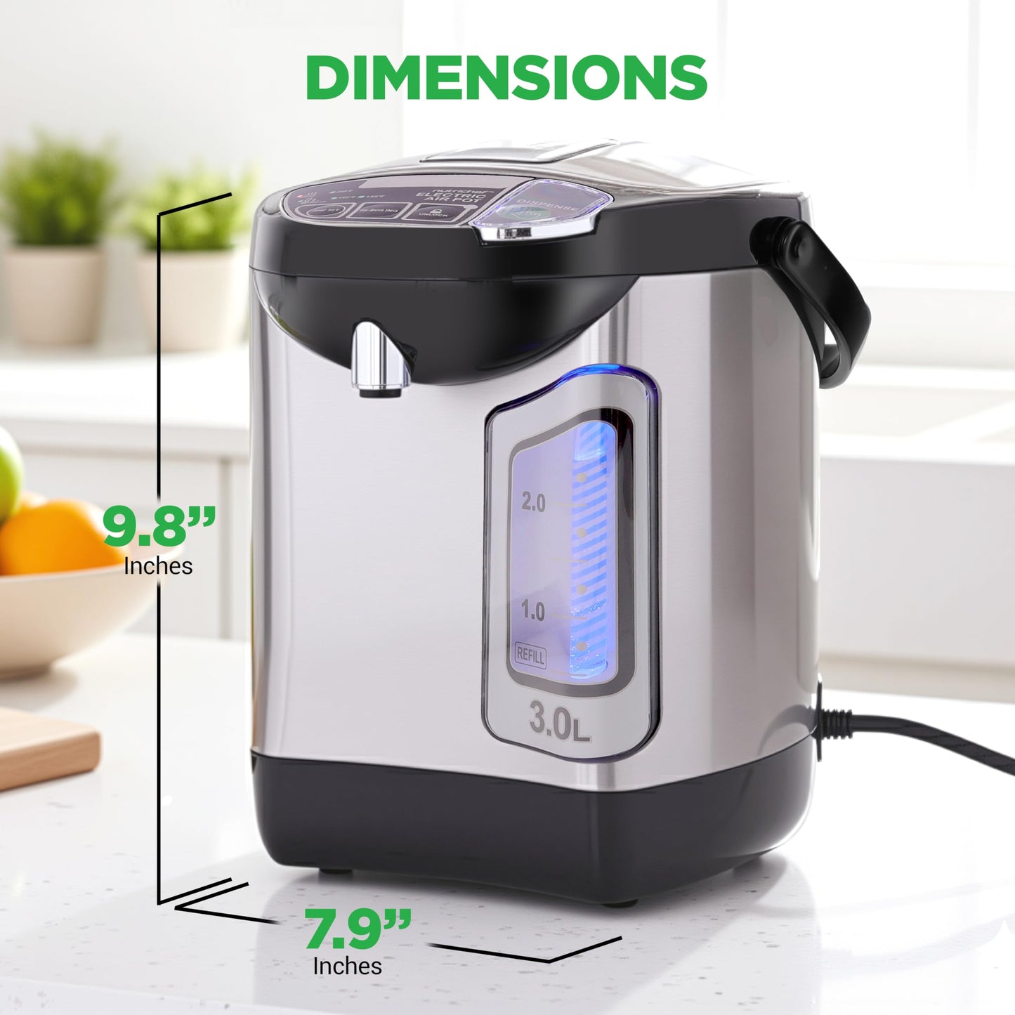 NutriChef Electric Water Boiler and Warmer - 4L/4.2Qt Stainless Steel Electric Hot Water Dispenser w/Rotating Base, Auto Shut Off, Safety Lock, Instant Heating for Coffee & Tea (NCHUB24)