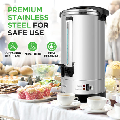 NutriChef Electric Water Boiler and Warmer - 4L/4.2Qt Stainless Steel Electric Hot Water Dispenser w/Rotating Base, Auto Shut Off, Safety Lock, Instant Heating for Coffee & Tea (NCHUB24)