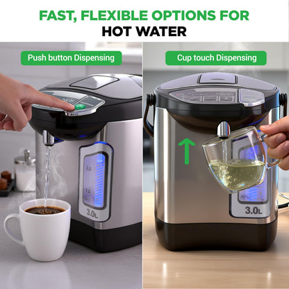 NutriChef Electric Water Boiler and Warmer - 4L/4.2Qt Stainless Steel Electric Hot Water Dispenser w/Rotating Base, Auto Shut Off, Safety Lock, Instant Heating for Coffee & Tea (NCHUB24)