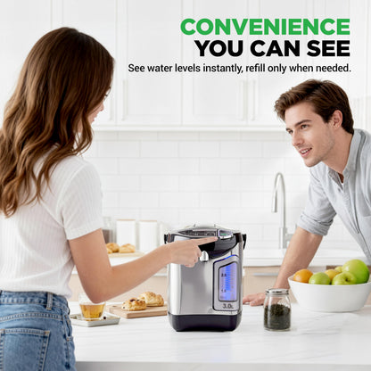 NutriChef Electric Water Boiler and Warmer - 4L/4.2Qt Stainless Steel Electric Hot Water Dispenser w/Rotating Base, Auto Shut Off, Safety Lock, Instant Heating for Coffee & Tea (NCHUB24)