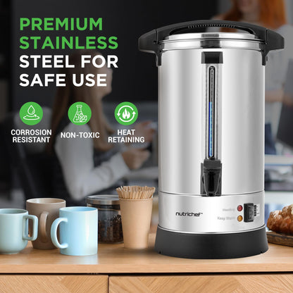 NutriChef Electric Water Boiler and Warmer - 4L/4.2Qt Stainless Steel Electric Hot Water Dispenser w/Rotating Base, Auto Shut Off, Safety Lock, Instant Heating for Coffee & Tea (NCHUB24)