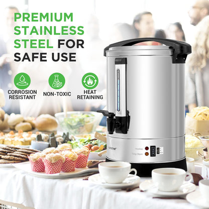NutriChef Electric Water Boiler and Warmer - 4L/4.2Qt Stainless Steel Electric Hot Water Dispenser w/Rotating Base, Auto Shut Off, Safety Lock, Instant Heating for Coffee & Tea (NCHUB24)