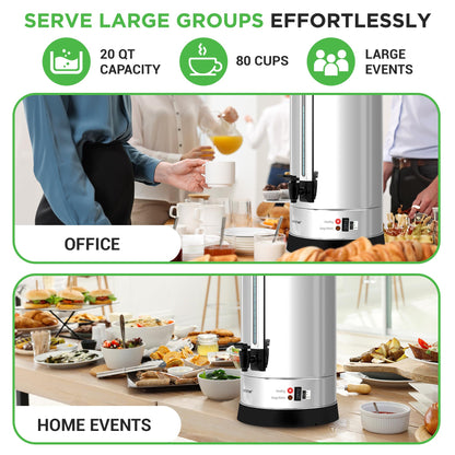 NutriChef Electric Water Boiler and Warmer - 4L/4.2Qt Stainless Steel Electric Hot Water Dispenser w/Rotating Base, Auto Shut Off, Safety Lock, Instant Heating for Coffee & Tea (NCHUB24)