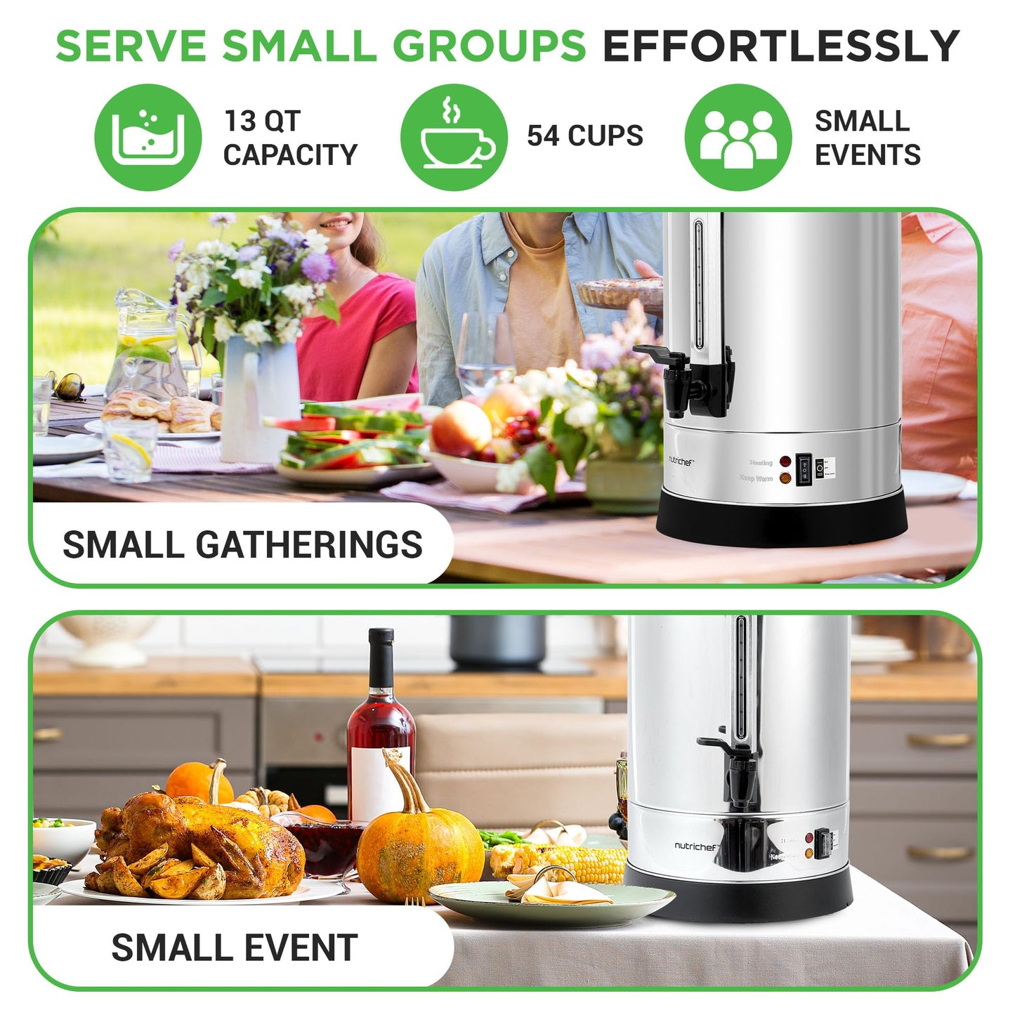 NutriChef Electric Water Boiler and Warmer - 4L/4.2Qt Stainless Steel Electric Hot Water Dispenser w/Rotating Base, Auto Shut Off, Safety Lock, Instant Heating for Coffee & Tea (NCHUB24)